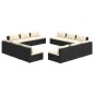 Set Divani da Giardino 12 pz con Cuscini in Polyrattan Nero Set Divani da Giardino 12 pz con Cuscini in Polyrattan Nero