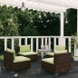 Set Divani da Giardino 4 pz con Cuscini in Polyrattan Marrone Set Divani da Giardino 4 pz con Cuscini in Polyrattan Marrone