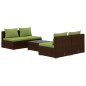 vidaXL Set Divani da Giardino 5 pz con Cuscini in Polyrattan Marrone vidaXL Set Divani da Giardino 5 pz con Cuscini in Polyrattan Marrone