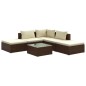 Set Divani da Giardino 6 pz con Cuscini in Polyrattan Marrone Set Divani da Giardino 6 pz con Cuscini in Polyrattan Marrone