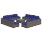 Set Divani da Giardino 13 pz con Cuscini in Polyrattan Grigio Set Divani da Giardino 13 pz con Cuscini in Polyrattan Grigio