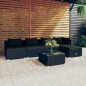 Set Salotto da Giardino 6 pz con Cuscini in Polyrattan Nero Set Salotto da Giardino 6 pz con Cuscini in Polyrattan Nero