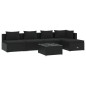 Set Salotto da Giardino 6 pz con Cuscini in Polyrattan Nero Set Salotto da Giardino 6 pz con Cuscini in Polyrattan Nero