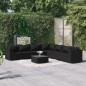 Set Salotto da Giardino 8 pz con Cuscini in Polyrattan Nero Set Salotto da Giardino 8 pz con Cuscini in Polyrattan Nero