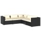 Set Divani da Giardino con Cuscini 5 pz in Polyrattan Nero Set Divani da Giardino con Cuscini 5 pz in Polyrattan Nero