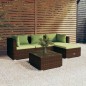 Set Divani da Giardino 5 pz con Cuscini in Polyrattan Marrone Set Divani da Giardino 5 pz con Cuscini in Polyrattan Marrone