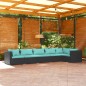 Set Divani da Giardino 6 pz con Cuscini in Polyrattan Nero Set Divani da Giardino 6 pz con Cuscini in Polyrattan Nero