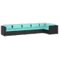 Set Divani da Giardino 6 pz con Cuscini in Polyrattan Nero Set Divani da Giardino 6 pz con Cuscini in Polyrattan Nero