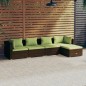 Set Divani da Giardino 5 pz con Cuscini in Polyrattan Marrone Set Divani da Giardino 5 pz con Cuscini in Polyrattan Marrone