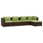 Set Divani da Giardino 5 pz con Cuscini in Polyrattan Marrone Set Divani da Giardino 5 pz con Cuscini in Polyrattan Marrone