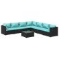 vidaXL Set Divani da Giardino 8 pz con Cuscini in Polyrattan Nero vidaXL Set Divani da Giardino 8 pz con Cuscini in Polyrattan Nero