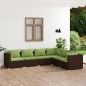 vidaXL Set Divani da Giardino 6 pz con Cuscini in Polyrattan Marrone