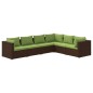 vidaXL Set Divani da Giardino 6 pz con Cuscini in Polyrattan Marrone