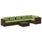 Set Divani da Giardino 7 pz con Cuscini in Polyrattan Marrone