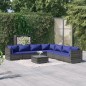 Set Divani da Giardino 8 pz con Cuscini in Polyrattan Grigio Set Divani da Giardino 8 pz con Cuscini in Polyrattan Grigio