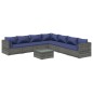 Set Divani da Giardino 8 pz con Cuscini in Polyrattan Grigio Set Divani da Giardino 8 pz con Cuscini in Polyrattan Grigio