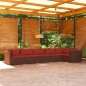 Set Divani da Giardino 6 pz con Cuscini in Polyrattan Marrone Set Divani da Giardino 6 pz con Cuscini in Polyrattan Marrone