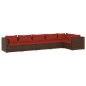 Set Divani da Giardino 6 pz con Cuscini in Polyrattan Marrone Set Divani da Giardino 6 pz con Cuscini in Polyrattan Marrone
