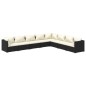 Set Divani da Giardino con Cuscini 8 pz in Polyrattan Nero Set Divani da Giardino con Cuscini 8 pz in Polyrattan Nero