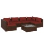 Set da Giardino 7 pz con Cuscini in Polyrattan Marrone Set da Giardino 7 pz con Cuscini in Polyrattan Marrone