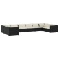 Set Divani da Giardino 10 pz con Cuscini in Polyrattan Nero Set Divani da Giardino 10 pz con Cuscini in Polyrattan Nero
