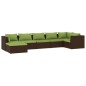Set Divani da Giardino 7 pz con Cuscini in Polyrattan Marrone Set Divani da Giardino 7 pz con Cuscini in Polyrattan Marrone