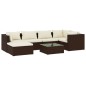 Set Divani da Giardino 7 pz con Cuscini in Polyrattan Marrone Set Divani da Giardino 7 pz con Cuscini in Polyrattan Marrone
