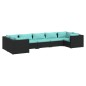 Set Divani da Giardino 7 pz con Cuscini in Polyrattan Nero Set Divani da Giardino 7 pz con Cuscini in Polyrattan Nero