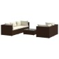Set Divani da Giardino 6 pz con Cuscini in Polyrattan Marrone Set Divani da Giardino 6 pz con Cuscini in Polyrattan Marrone