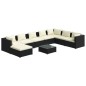 Set Salotto da Giardino 9 pz con Cuscini in Polyrattan Nero Set Salotto da Giardino 9 pz con Cuscini in Polyrattan Nero