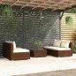Set Divani da Giardino 5 pz con Cuscini in Polyrattan Marrone Set Divani da Giardino 5 pz con Cuscini in Polyrattan Marrone