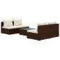 Set Divani da Giardino 5 pz con Cuscini in Polyrattan Marrone Set Divani da Giardino 5 pz con Cuscini in Polyrattan Marrone