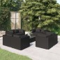 Set Divani da Giardino 9 pz con Cuscini in Polyrattan Nero Set Divani da Giardino 9 pz con Cuscini in Polyrattan Nero