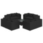 Set Divani da Giardino 9 pz con Cuscini in Polyrattan Nero Set Divani da Giardino 9 pz con Cuscini in Polyrattan Nero