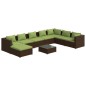 Set Divani da Giardino 9 pz con Cuscini in Polyrattan Marrone Set Divani da Giardino 9 pz con Cuscini in Polyrattan Marrone