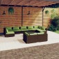 Set Divani da Giardino 10 pz con Cuscini in Polyrattan Marrone Set Divani da Giardino 10 pz con Cuscini in Polyrattan Marrone