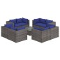 Set Divani da Giardino 9 pz con Cuscini in Polyrattan Grigio Set Divani da Giardino 9 pz con Cuscini in Polyrattan Grigio