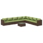 vidaXL Set Divani da Giardino 9 pz con Cuscini in Polyrattan Marrone