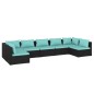 Set Divani da Giardino 7 pz con Cuscini in Polyrattan Nero Set Divani da Giardino 7 pz con Cuscini in Polyrattan Nero
