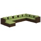 Set Divani da Giardino 8 pz con Cuscini in Polyrattan Marrone Set Divani da Giardino 8 pz con Cuscini in Polyrattan Marrone