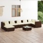 Set Divani da Giardino 8 pz con Cuscini in Polyrattan Marrone Set Divani da Giardino 8 pz con Cuscini in Polyrattan Marrone