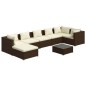 Set Divani da Giardino 8 pz con Cuscini in Polyrattan Marrone Set Divani da Giardino 8 pz con Cuscini in Polyrattan Marrone