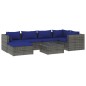 Set Divani da Giardino 7 pz con Cuscini in Polyrattan Grigio Set Divani da Giardino 7 pz con Cuscini in Polyrattan Grigio