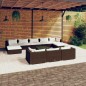 Set Divani da Giardino 11 pz con Cuscini in Polyrattan Marrone Set Divani da Giardino 11 pz con Cuscini in Polyrattan Marrone
