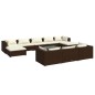 Set Divani da Giardino 11 pz con Cuscini in Polyrattan Marrone Set Divani da Giardino 11 pz con Cuscini in Polyrattan Marrone