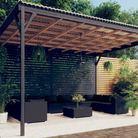 Set Divani da Giardino 11 pz con Cuscini in Polyrattan Nero