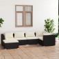Set Divani da Giardino 6 pz con Cuscini in Polyrattan Nero Set Divani da Giardino 6 pz con Cuscini in Polyrattan Nero