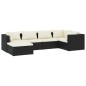 Set Divani da Giardino 6 pz con Cuscini in Polyrattan Nero Set Divani da Giardino 6 pz con Cuscini in Polyrattan Nero