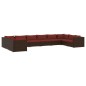 Set Divani da Giardino 10 pz con Cuscini in Polyrattan Marrone Set Divani da Giardino 10 pz con Cuscini in Polyrattan Marrone