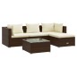 Set Divani da Giardino 5 pz con Cuscini in Polyrattan Marrone Set Divani da Giardino 5 pz con Cuscini in Polyrattan Marrone